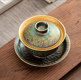 Gaiwans - Gilded Peacock Glaze Gaiwans