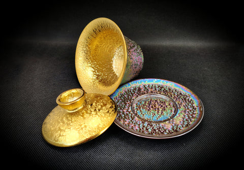 Gaiwans - Gilded Peacock Glaze Gaiwans