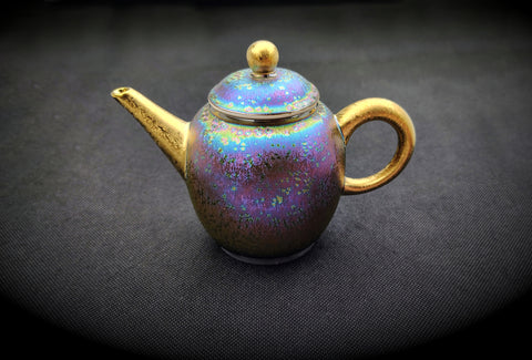 Teapots - Gold-Plated Peacock Glaze Dragon's Egg Teapot