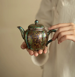 Teapots - Peacock-Glaze Gourd Teapot