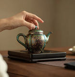 Teapots - Peacock-Glaze Gourd Teapot