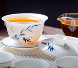 Gaiwans - Porcelain - Hand-Painted Blue Bamboo