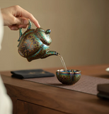 Teapots - Peacock-Glaze Gourd Teapot