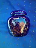 Small Blue & Gold Lotus Tea Caddy