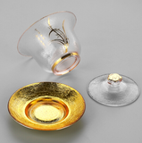 Gaiwans - Glass - Gold & Silver Bamboo & Orchid Designs