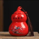 Birds & Plum Blossoms Gourd Tea Caddies